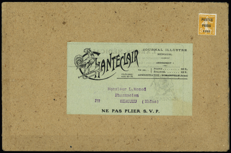 N°30 5c orange POSTES PARIS 1922 sur enveloppe Chanteclair