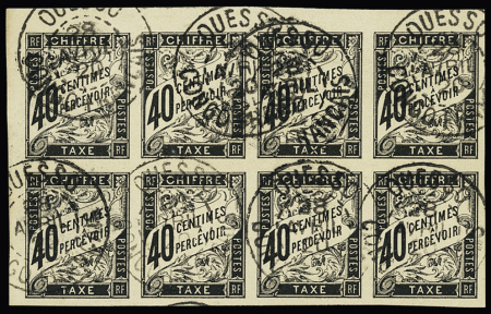 TAXE COLONIES GENERALES N°10 40c noir en bloc de 8
