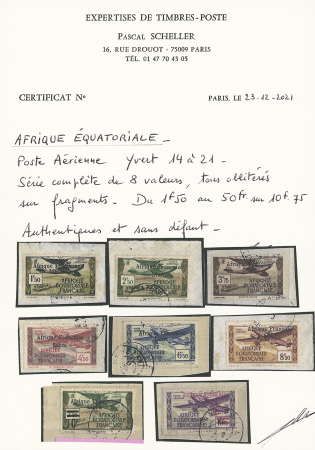 POSTE AERIENNE N°14 à 21, série complète de 8 valeurs,