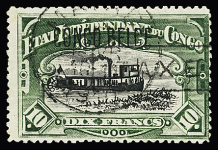 1908 POSTAGE DUE: 10F Green & black showing variety