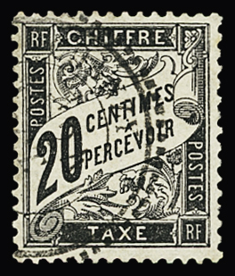 N°17 20c noir, obl. càd propre perlé, TTB. Signé