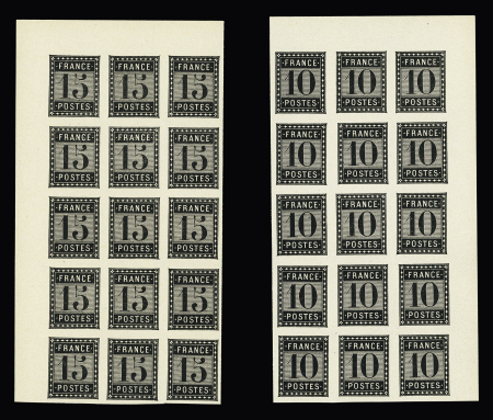 Essais de timbres 10c et 15c noir pour entiers cartes