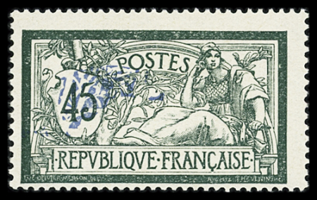 N°143c 45c vert et bleu, variété centre très déplacé,