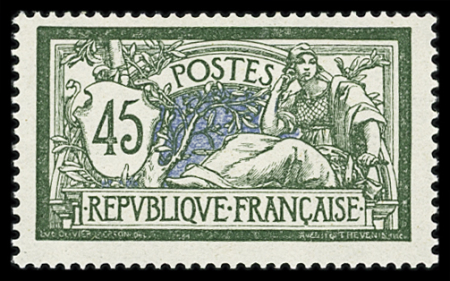 N°143 45c vert et bleu, **, très frais, TTB. Signé
