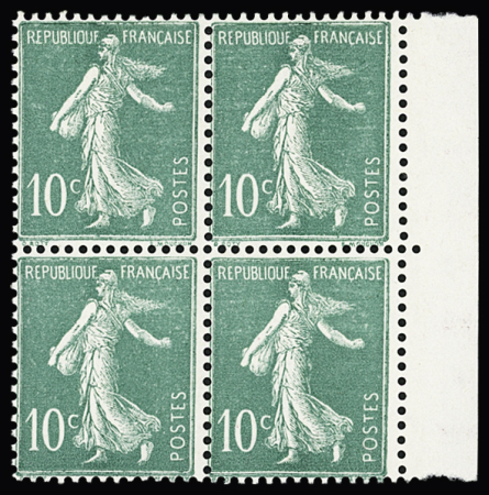 N°188B 10c vert en bloc de 4 bdf, **, TTB