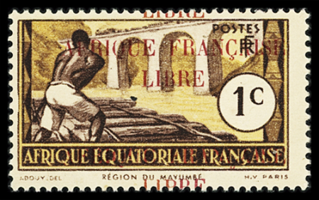 N°92a variété double srcharge sur 1c brun-lilas