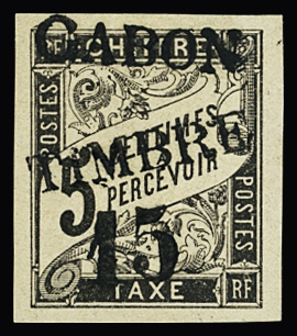 N°11 15 sur 5c noir, neuf avec infime trace de charnière,