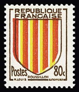 N°1046a 80c Roussillon, variété couleurs inversées,