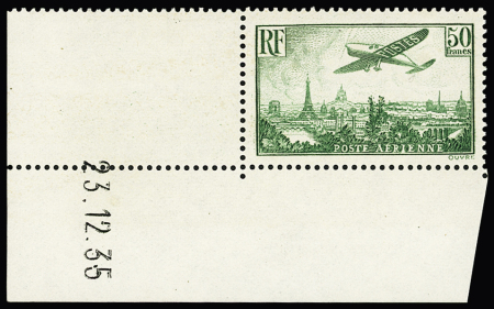 N°14 50f vert-jaune, cdf avec date 23.12.35, neuf