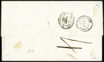 1855 Lettre avec marque linéaire en bleu-vert "Jerusalem