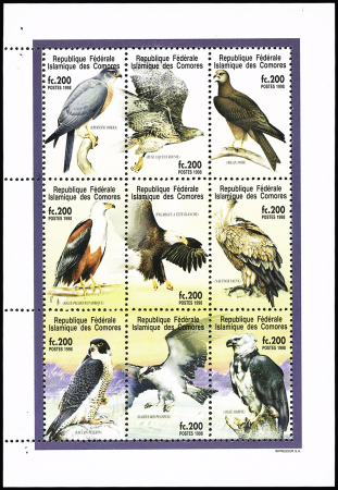 1998 Oiseaux, les deux valeurs à 175f et 200f en feuillets