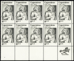 1973 Copernicus, variety without orange in Plate block