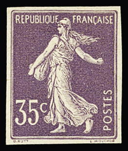 N°136b 35c violet, non dentelé, neuf **, TTB. Signé