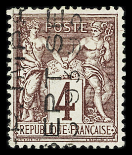 N°14a 4c lilas-brun, sans quantième, TTB