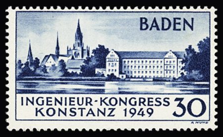 BADE N°46a 30p bleu, 2è tirage, neuf * légère trace