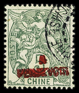 TAXE N°10 5c vert, surcharge rouge, obl. càd propre,