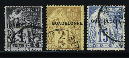 N°14a, 15c, 19b, les 3 variétés, obl., qq dents