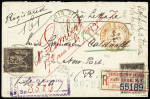 Etats-Unis : n°97, 2 pièces OBL "Paris 71 PL. Victor Hugo" (1897) sur lettre recommandée pour New-York mise au rebut du 14.12.1893 au 25.01.1894 et retour en France, avec nombreuses griffes et cachets dont étiquette 