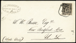 Etats-Unis : n°97 OBL CAD  rectangulaire à pans coupés "Southampton France MB" (1893) sur lettre pour les USA, jolie pièce rare
