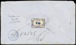 Argentine : n° 80 + 90, 9 pièces, OBL CAD "Paris R. Taitbout" (1880) sur lettre recommandée du 4ème échelon de poids avec arrivée au recto. RR et TB