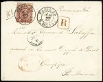 Ile Maurice : n°81, 75c rose OBL CAD "Paris R. Monge" (1889) seul sur lettre recommandée du 2ème échelon de poids pour Curepipe avec arrivée au recto. RR et TB