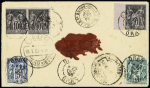 Mozambique : n°75 + 89, 3 pièces + 90 OBL CAD "Oran Oran" (1898) sur lettre recommandée pour Quilimane (Zambèze portugais) avec transit Marseille et arrivée. RR et TB