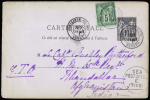 ASIE Afghanistan : n°75 OBL CAD "Cannes Alpes Maritimes" (1880) sur entier carte postale 10c sage (10c + 5c de surtaxe maritime) pour Kandahar avec CAD de transit maritime anglais "Sea post office", adressée au capitai