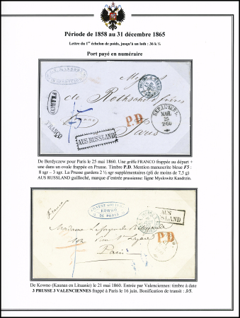 1859-64, Selection of 13 stampless PRE-PAID covers