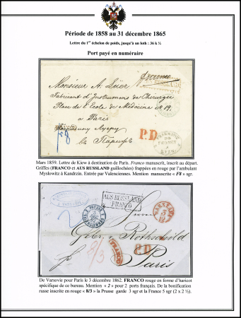 1859-64, Selection of 13 stampless PRE-PAID covers