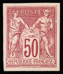 1884 50c rose type II émission des régents avec certificat et répertorié sous le N°98 dans le catalogue Spink. Bel exemplaire rare.