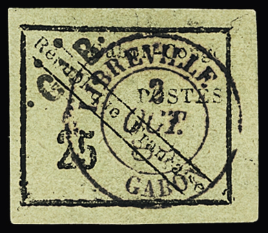 1889 25c typographié sur papier coloré N°15, oblitéré