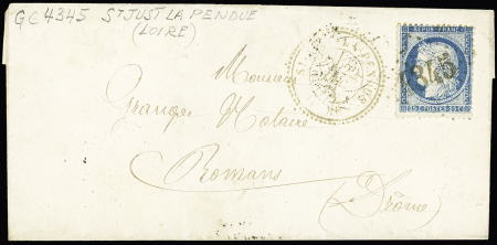 1875 25c Cérès oblitéré par Gros Chiffres 4345