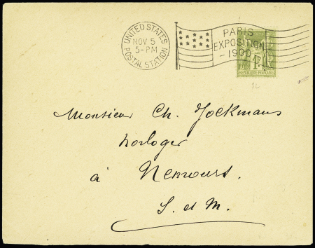 N°82 OBL mec US "United States Postal Station Paris exposition 1900" sur lettre. TB