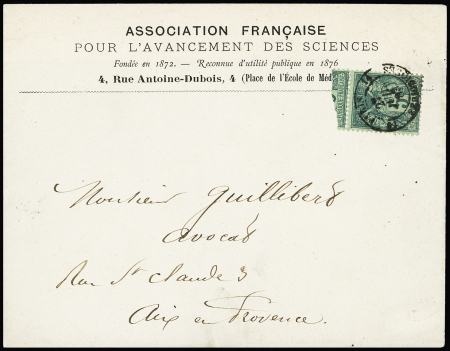N°75 OBL CAD "14 Paris 14 périodiques" (1883) sur imprimé. TB