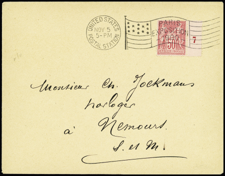 N°98 OBL mec drapeau "United States postal station Paris exposition 1900" sur lettre. TB
