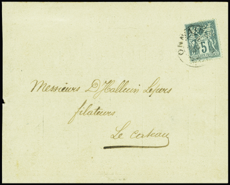 N°75 perf "CC" OBL "Onnaing Nord" (1898) sur carte de la Compagnie des Mines de Crespin. Rare et TB