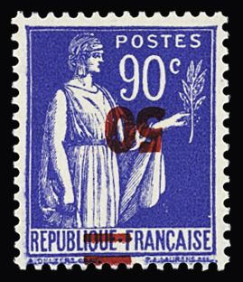 N°482a 50c. s. 90c. bleu, variété surcharge renversée,