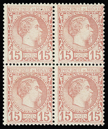 N°5 15c. rose , neuf ** en bloc de 4 cdf, TB
