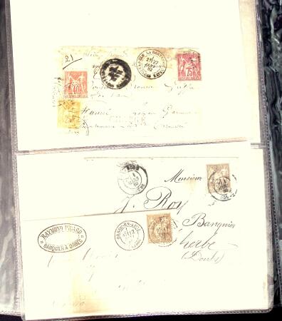 +38 lettres au type SAGE dont affts multicolores, entiers,
