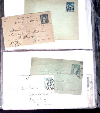 +38 lettres au type SAGE dont affts multicolores, entiers,