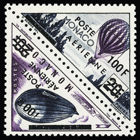 PA N°61/62, variété surcharge noire au lieu de rouge,