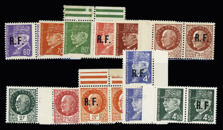 POITIERS N°39 à 49, série complète, variété surcharge