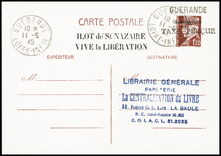 SAINT-NAZAIRE entier postal 1fr.20 brun, surcharge