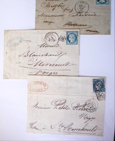 1875-1959, Collection de timbres seuls sur lettres