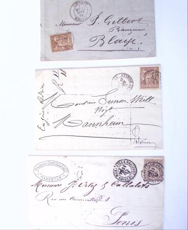 1875-1959, Collection de timbres seuls sur lettres
