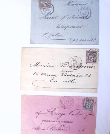 1875-1959, Collection de timbres seuls sur lettres