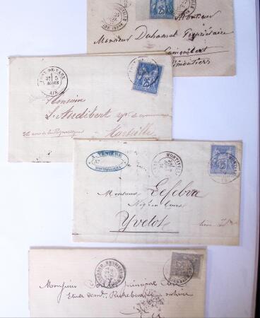 1875-1959, Collection de timbres seuls sur lettres