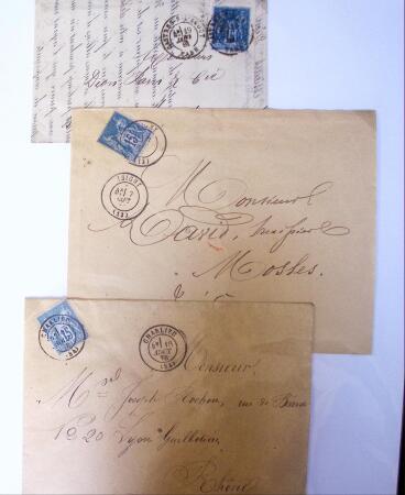 1875-1959, Collection de timbres seuls sur lettres