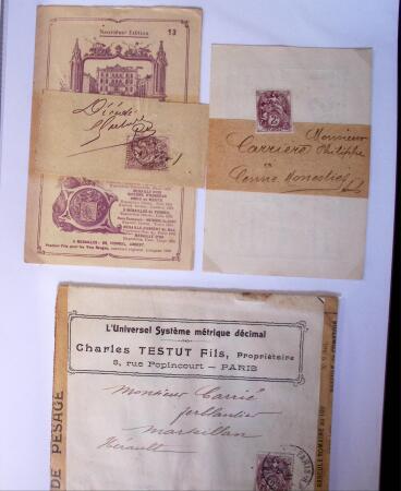 1875-1959, Collection de timbres seuls sur lettres