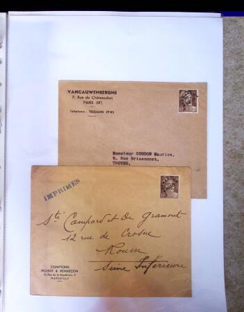 1930-1953 Classeur Bleu contenant envions 60/80 lettres